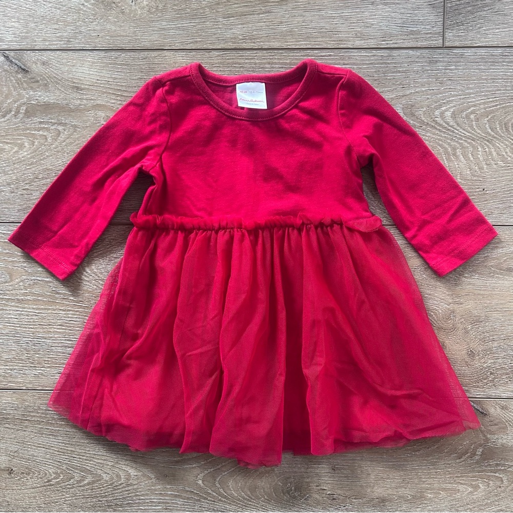 Hanna Andersson Red Tulle Baby Girks Dress Sz 6-12 Months Holiday Valentine